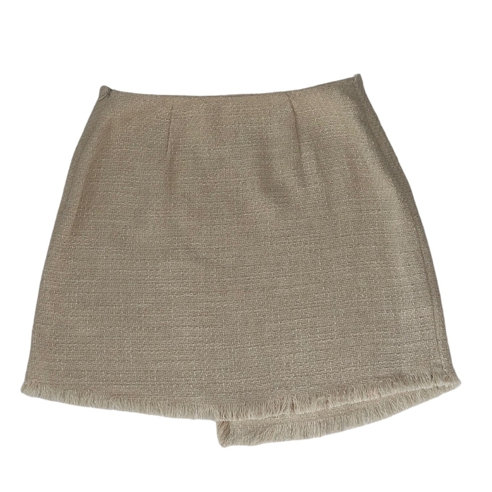 Likely Jules Mini Skirt Faux Wrap Ivory Cream Tweed Skirt - Picture 3 of 6